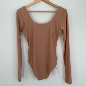 Aerie Smoothez Women’s Bodysuit Brown Long Sleeve Scoop Neck XL NWT